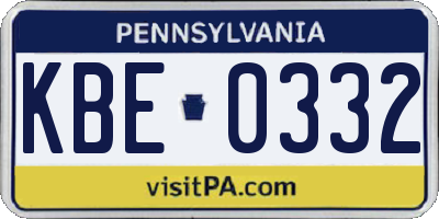 PA license plate KBE0332