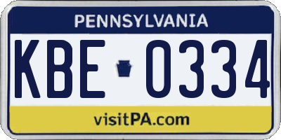 PA license plate KBE0334