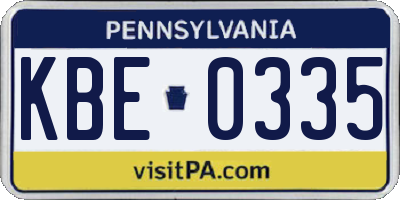 PA license plate KBE0335