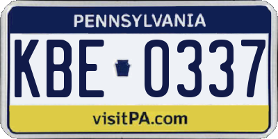 PA license plate KBE0337