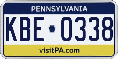 PA license plate KBE0338