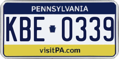PA license plate KBE0339