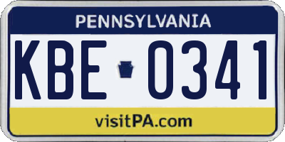 PA license plate KBE0341