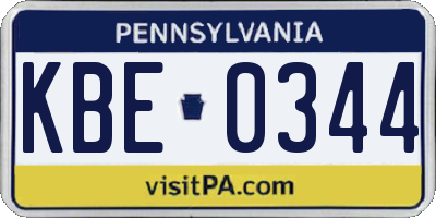 PA license plate KBE0344