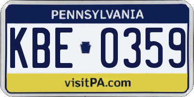 PA license plate KBE0359