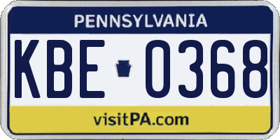 PA license plate KBE0368