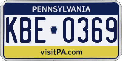 PA license plate KBE0369