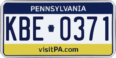 PA license plate KBE0371