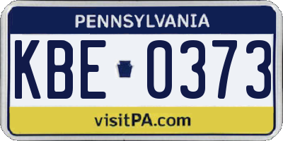 PA license plate KBE0373