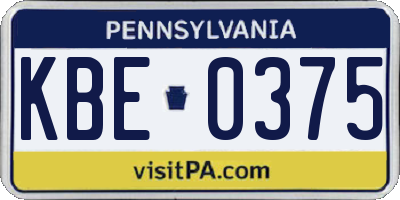 PA license plate KBE0375