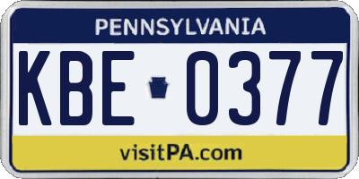 PA license plate KBE0377