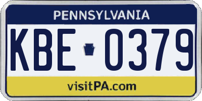 PA license plate KBE0379