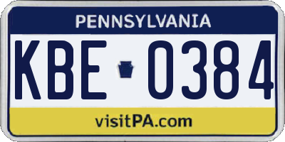 PA license plate KBE0384