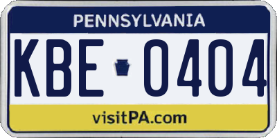 PA license plate KBE0404