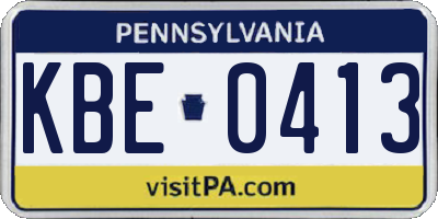 PA license plate KBE0413
