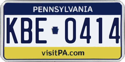 PA license plate KBE0414