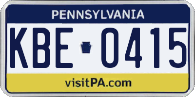 PA license plate KBE0415