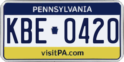 PA license plate KBE0420