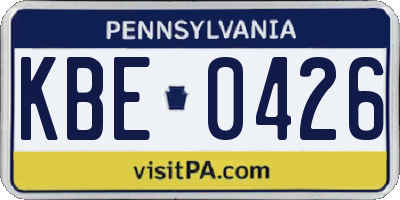 PA license plate KBE0426
