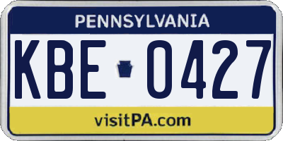 PA license plate KBE0427