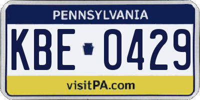 PA license plate KBE0429