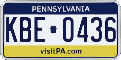 PA license plate KBE0436