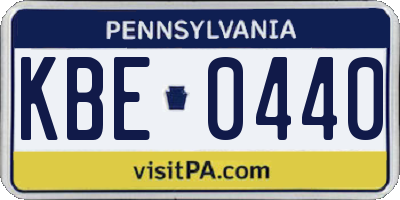 PA license plate KBE0440