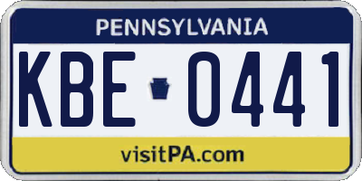 PA license plate KBE0441
