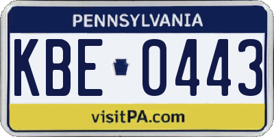 PA license plate KBE0443