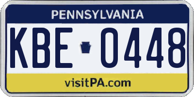 PA license plate KBE0448