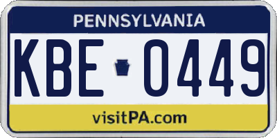 PA license plate KBE0449
