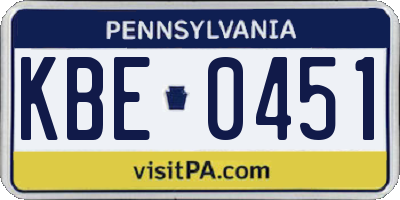 PA license plate KBE0451