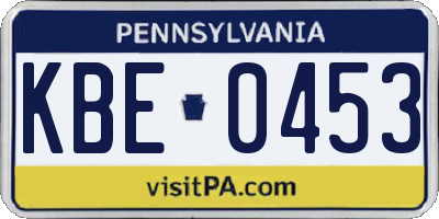 PA license plate KBE0453