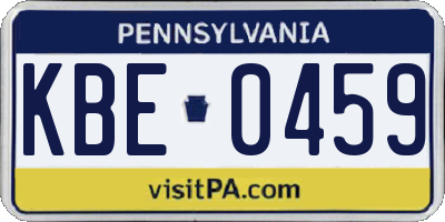 PA license plate KBE0459