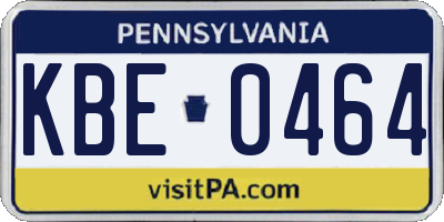 PA license plate KBE0464