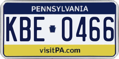 PA license plate KBE0466