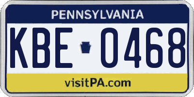PA license plate KBE0468