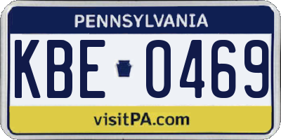 PA license plate KBE0469
