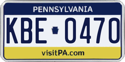 PA license plate KBE0470