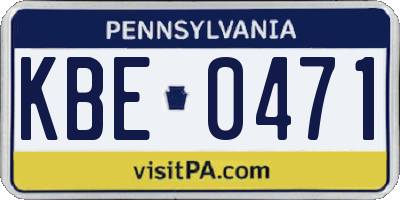 PA license plate KBE0471
