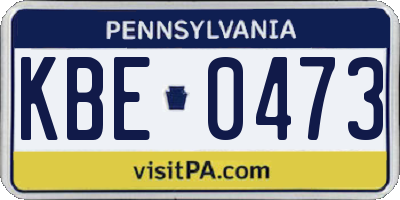 PA license plate KBE0473