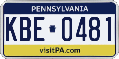 PA license plate KBE0481