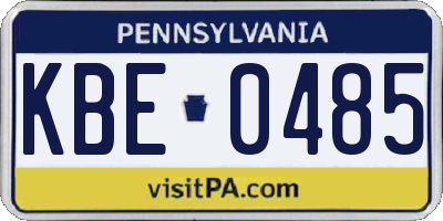 PA license plate KBE0485
