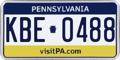 PA license plate KBE0488