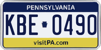 PA license plate KBE0490