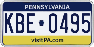 PA license plate KBE0495