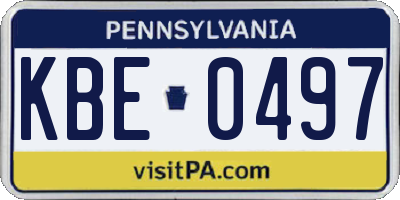 PA license plate KBE0497