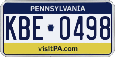 PA license plate KBE0498