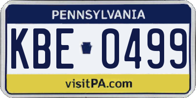 PA license plate KBE0499