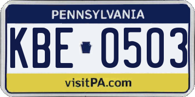 PA license plate KBE0503